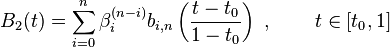 B_2(t) = \sum_{i=0}^n \beta_i^{(n-i)} b_{i,n}\left(\frac{t-t_0}{1-t_0}\right) \mbox{ , } \qquad t \in [t_0,1]