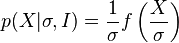 p(X|\sigma,I)={1 \over \sigma}f\left({X \over \sigma}\right)