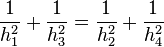 \frac{1}{h_1^2}+\frac{1}{h_3^2}=\frac{1}{h_2^2}+\frac{1}{h_4^2}