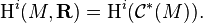 \mathrm H^i(M, \mathbf R) = \mathrm H^i( \mathcal C^*(M)).