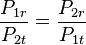 \frac{P_{1r}}{P_{2t}} = \frac{P_{2r}}{P_{1t}}