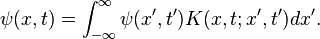 \psi(x,t) = \int_{-\infty}^\infty \psi(x',t') K(x,t; x', t') dx'.