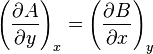 \left( \frac{\partial A}{\partial y} \right)_x = \left( \frac{\partial B}{\partial x} \right)_y