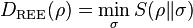 \; D_{\mathrm{REE}} (\rho) = \min_{\sigma} S(\rho \| \sigma)