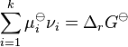 \sum_{i=1}^k \mu_i^\ominus \nu_i = \Delta_rG^{\ominus}