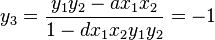 y_3 = \frac{y_1y_2-ax_1x_2}{1-dx_1x_2y_1y_2} = -1