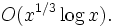 O(x^{1/3}\log x).