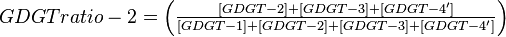 GDGT ratio-2=\left(\tfrac{[GDGT-2]+[GDGT-3]+[GDGT-4']}{[GDGT-1]+[GDGT-2]+[GDGT-3]+[GDGT-4']}\right)