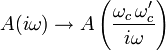 A(i\omega) \to A\left( \frac{\omega_c \, \omega_c'}{i\omega} \right)