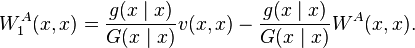 W_{1}^{A}(x,x)=\frac{g(x\mid x)}{G(x\mid x)}v(x,x)-\frac{g(x\mid x)}{G(x\mid x)}W^{A}(x,x).