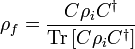 \rho_f = \frac{C\rho_i C^\dagger}{\text{Tr}\left[ C\rho_i C^\dagger\right]}