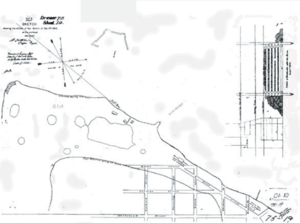 A sketch detailing damage caused by the 1846 hurricane.