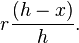 r\frac{(h-x)}{h}.