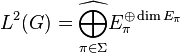 L^{2}(G)={\underset {\pi \in \Sigma }{\widehat {\bigoplus }}}E_{\pi }^{\oplus \dim E_{\pi }}