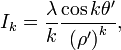 I_{k} = \frac{\lambda}{k} 
\frac{\cos k\theta^{\prime}}{\left( \rho^{\prime} \right)^{k}},