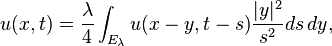 u(x,t)=\frac{\lambda}{4}\int_{E_\lambda}u(x-y,t-s)\frac{|y|^2}{s^2}ds\,dy,