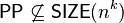 \mathsf{PP} \not \subseteq \mathsf{SIZE}(n^k)