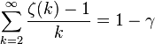 \sum_{k=2}^\infty \frac{\zeta(k) - 1}{k} = 1 - \gamma