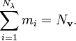 \sum\limits_{i=1}^{N_{\lambda}}{m_i} =N_{\mathbf{v}}.