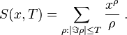 S(x,T) = \sum_{\rho:|\Im \rho| \le T} \frac{x^\rho}{\rho} \ . 