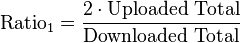 \textrm{Ratio}_1 = \frac{2 \cdot \textrm{Uploaded \,\, Total}}{\textrm{Downloaded \,\, Total}}