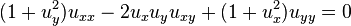 \displaystyle (1+u_y^2)u_{xx} -2u_xu_yu_{xy} +(1+u_x^2)u_{yy}=0