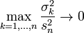 \max_{k=1,\ldots,n}\frac{\sigma^2_k}{s_n^2} \to 0