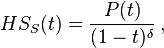 HS_S(t)=\frac{P(t)}{(1-t)^\delta}\,,