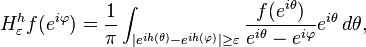 H_\varepsilon^h f(e^{i\varphi})=\frac{1}{\pi}\int_{|e^{ih(\theta)} -e^{ih(\varphi)}|\ge \varepsilon} \frac{f(e^{i\theta})}{e^{i\theta}-e^{i\varphi}}e^{i\theta}\, d\theta,