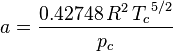 a = \frac{0.42748\,R^2\,{T_c}^{5/2}}{p_c}