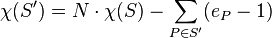 \chi(S') = N\cdot\chi(S) - \sum_{P\in S'} (e_P -1) 