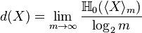 d(X)=\lim_{m \rightarrow \infty}\frac{\H_0(\langle X \rangle_m)}{\log_2m}