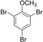 Skeletal formula of 2,4,6-tribromoanisole