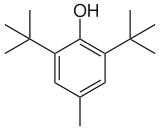 Skeletal formula of butylated hydroxytoluene