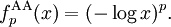 f^{\mathrm{AA}}_p(x) = (-\log x)^p.