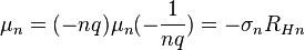 \mu_n = (-nq)\mu_n(-\frac{1}{nq}) = -\sigma_n R_{Hn}