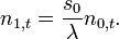 n_{1, t} = \frac{s_0}{\lambda}n_{0, t}. \, 