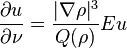 \frac{\partial u}{\partial \nu} = \frac{\vert\nabla \rho\vert^3}{Q(\rho)} E u