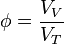 \phi = \frac{V_V}{V_T}