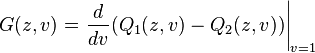 G(z, v) = \left.\frac{d}{dv} (Q_1(z,v)-Q_2(z,v))\right|_{v=1}