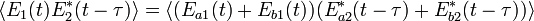 \langle E_1(t) E_2^*(t - \tau) \rangle = \langle ( E_{a1}(t) + E_{b1}(t) ) ( E_{a2}^*(t - \tau) + E_{b2}^*(t - \tau)) \rangle