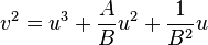 v^2 = u^3 + \frac{A}{B}u^2 + \frac{1}{B^2}u