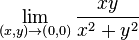  \lim_{(x,y)\to(0,0)} \frac{xy}{x^2+y^2} 