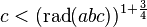 c<(\operatorname{rad}(abc))^{1+\frac{3}{4}}