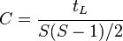 C= \cfrac{t_L}{S(S-1)/2}