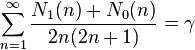 \sum_{n=1}^\infty \frac{N_1(n) + N_0(n)}{2n(2n+1)} = \gamma