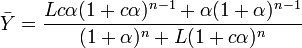 \bar{Y} = \frac{Lc\alpha(1+c \alpha)^{n-1}+\alpha(1+\alpha)^{n-1}}{(1+\alpha)^n+L(1+c\alpha)^n}