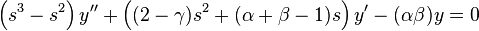  \left (s^3-s^2 \right )y''+ \left ((2-\gamma )s^2+(\alpha +\beta -1)s \right )y' - (\alpha \beta) y=0