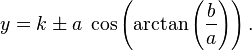 y = k\pm a \; \cos\left(\arctan\left(\frac{b}{a}\right)\right).