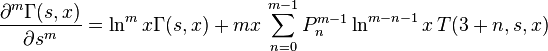 
\frac{\partial^m \Gamma (s,x) }{\partial s^m} = \ln^m x \Gamma (s,x) + m x\,\sum_{n=0}^{m-1} P_n^{m-1} \ln^{m-n-1} x\,T(3+n,s,x)
